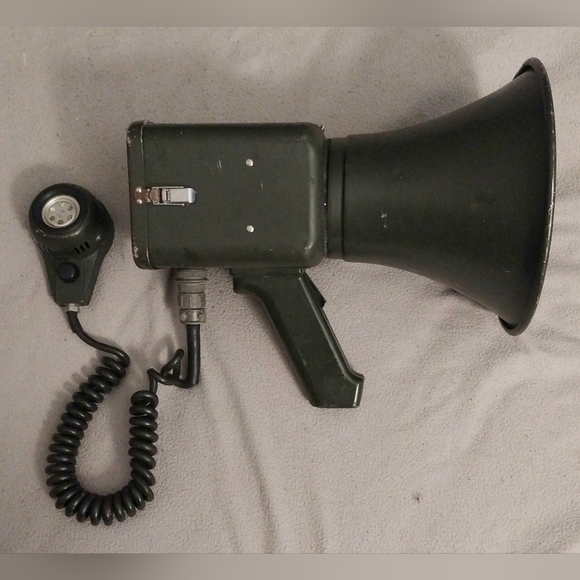 Vintage 1960s USMC U.S Navy Public Address Set AN/PIQ-5A Bullhorn w/ Mic Volume - Picture 3 of 12